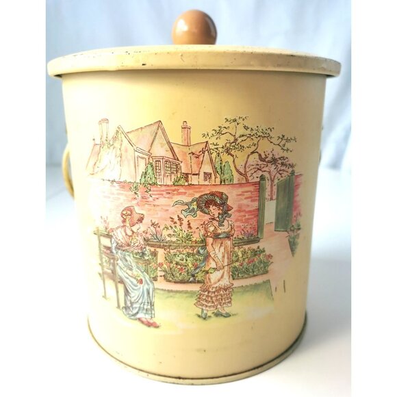 VINTAGE Kate Greenaway Collection Tin Pail Moisture Control Lid U.K. Patent - Picture 3 of 10